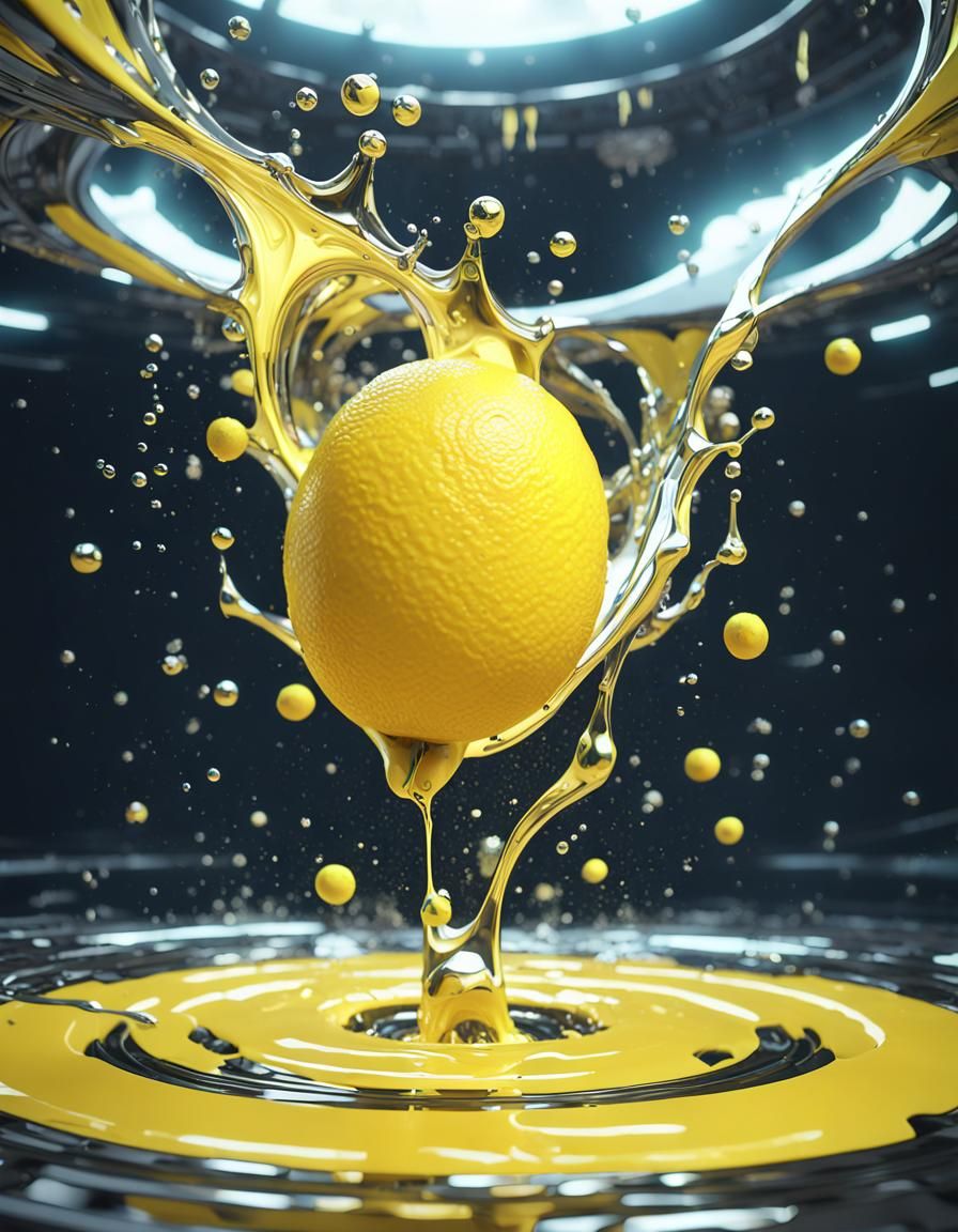 Lemon Splash: High-Resolution Sci-Fi Render