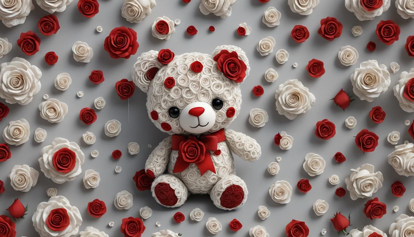 Rose Teddy Bear with Red Rose, CGSociety Style