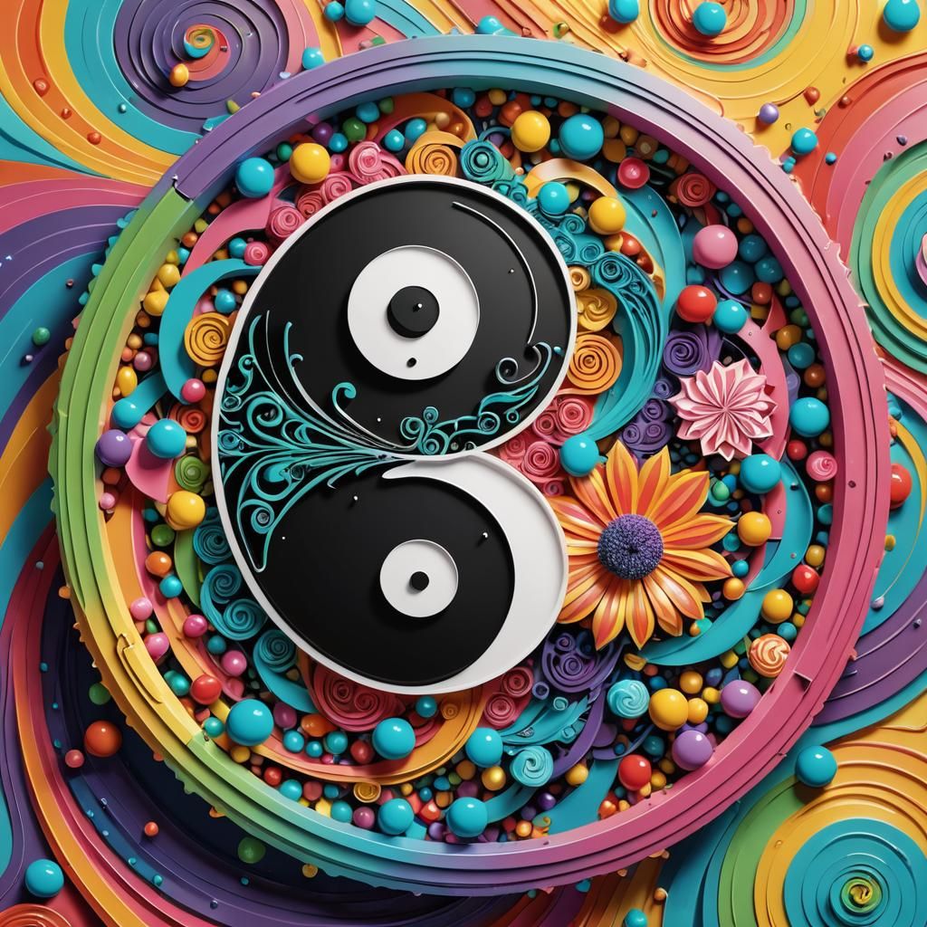 Double Slit Experiment with Yin Yang in Candy Art