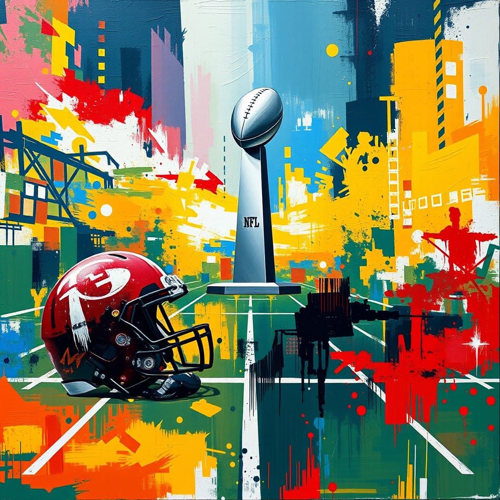 Vibrant NFL Playoff Scene in Abstract Art Style