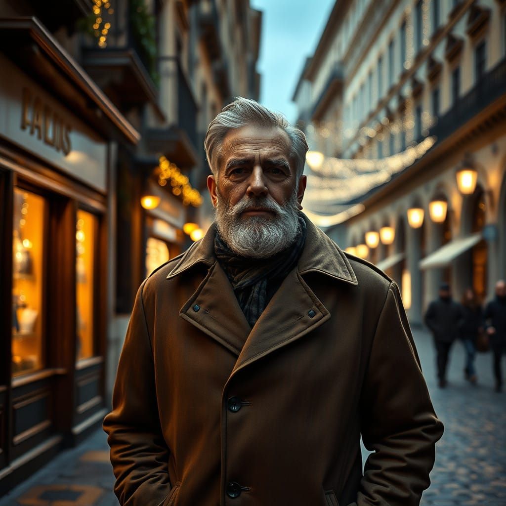 Confident Italian Gentleman in Winter Chic