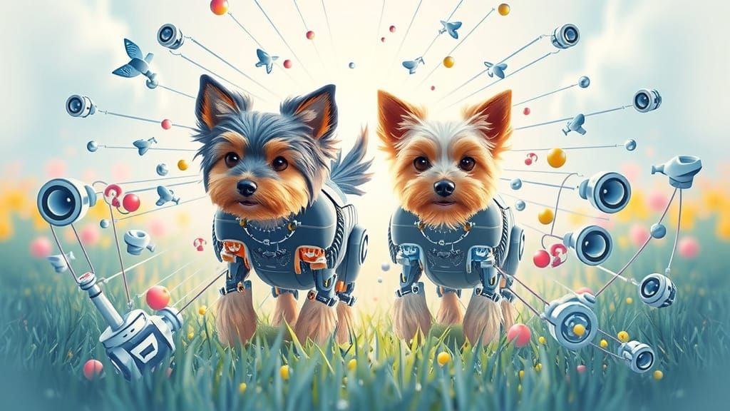 Futuristic Biewer Terrier Robot in Sci-Fi Style
