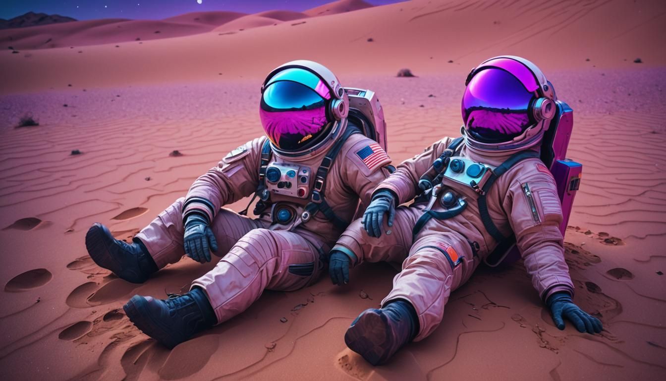 Astronaut in Desert Sands: Synthwave Neon Dream