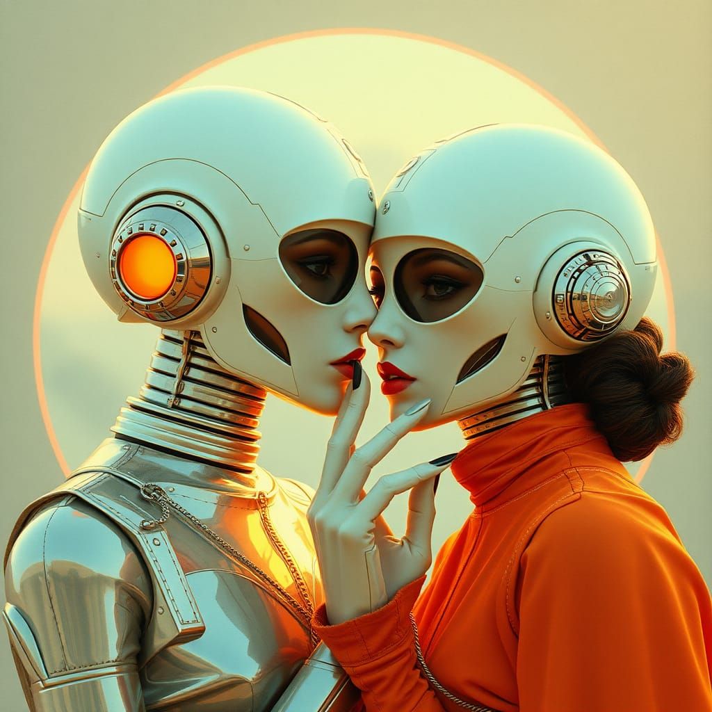 Retro-Future Android Rivals in Art Nouveau Style