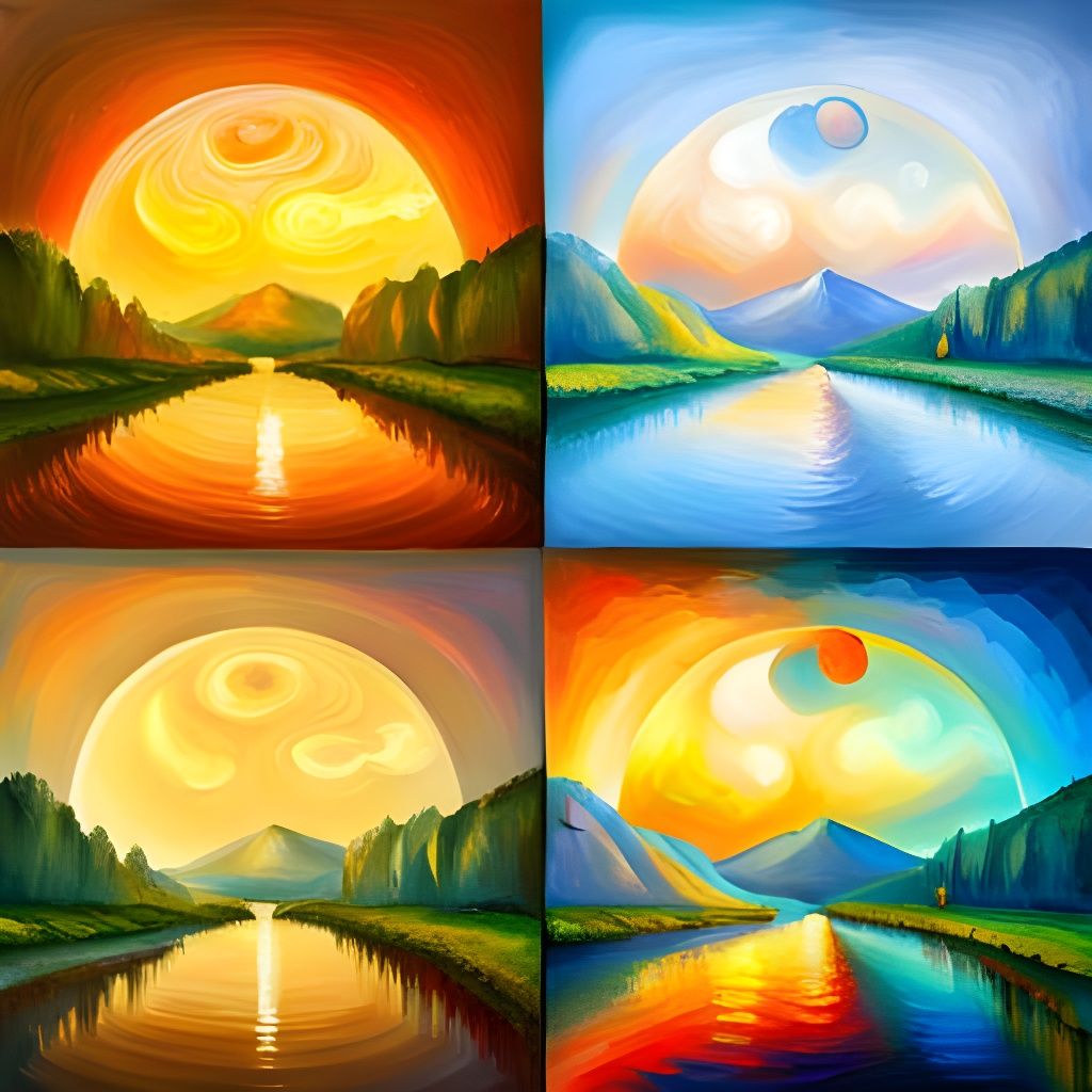 Four Seasons Yin Yang: Impressionist Oil Painting