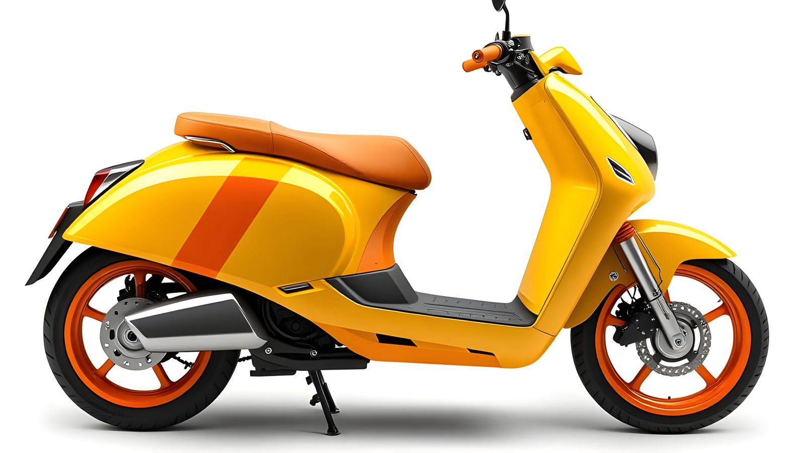 Electric Boll Weevil Scooter in Vibrant Orange and Yellow