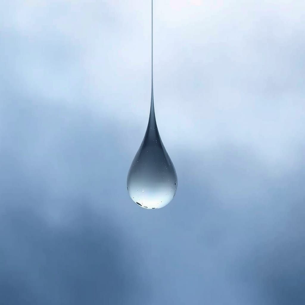 Surreal Water Drop in Misty Atmosphere