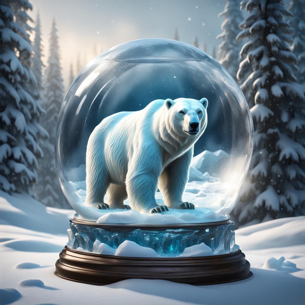 Ice Sculpture: Polar Bear in Snow Globe