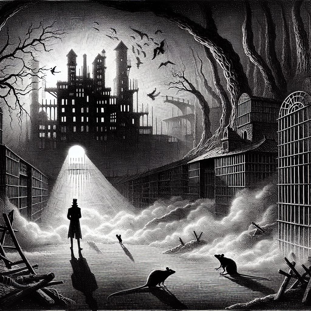 Kafkaesque Prison Scene in Black and White Photography