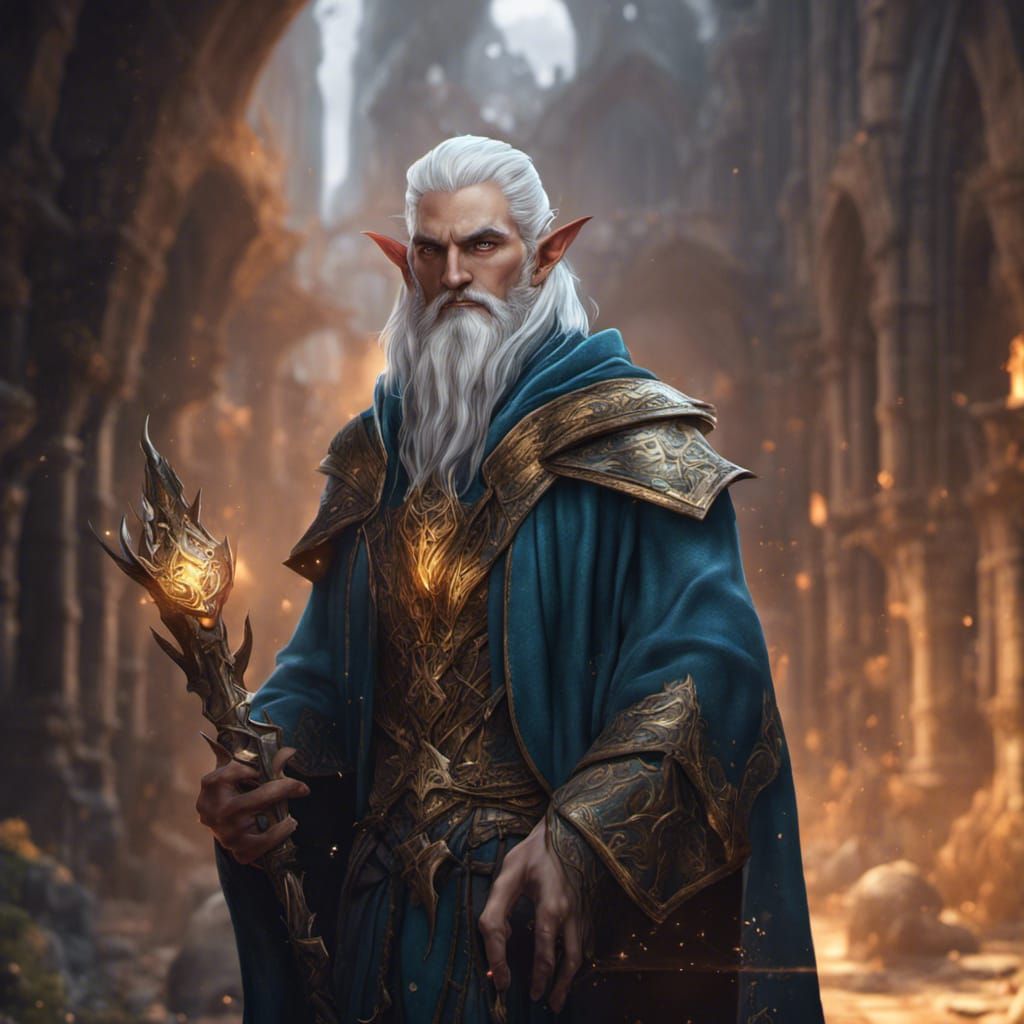High Elf Duramancy Wizard in Detailed Matte Painting