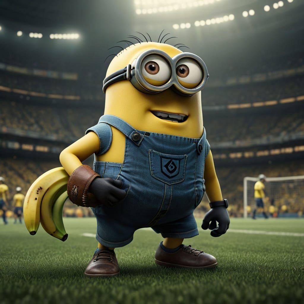 Minion Football Match in Vibrant Digital Art