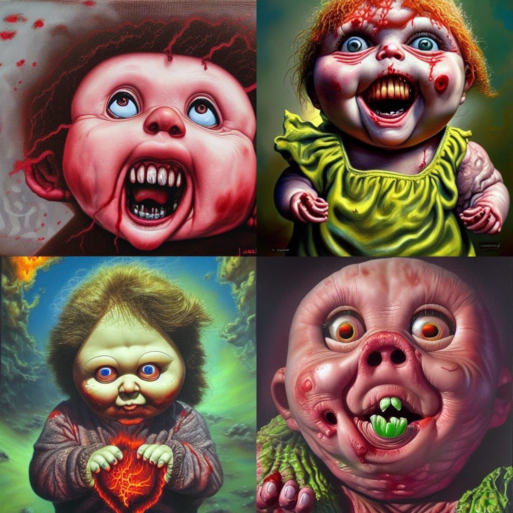 Disturbing Hands in Zombie Graveyard, Oil Painting