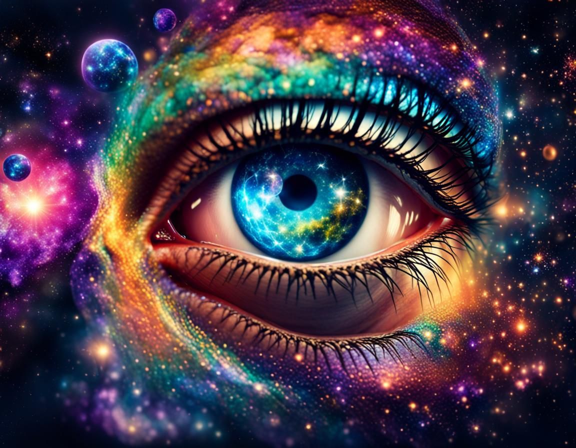 Surreal Eye Reflecting a Vivid Dream Universe in 8k