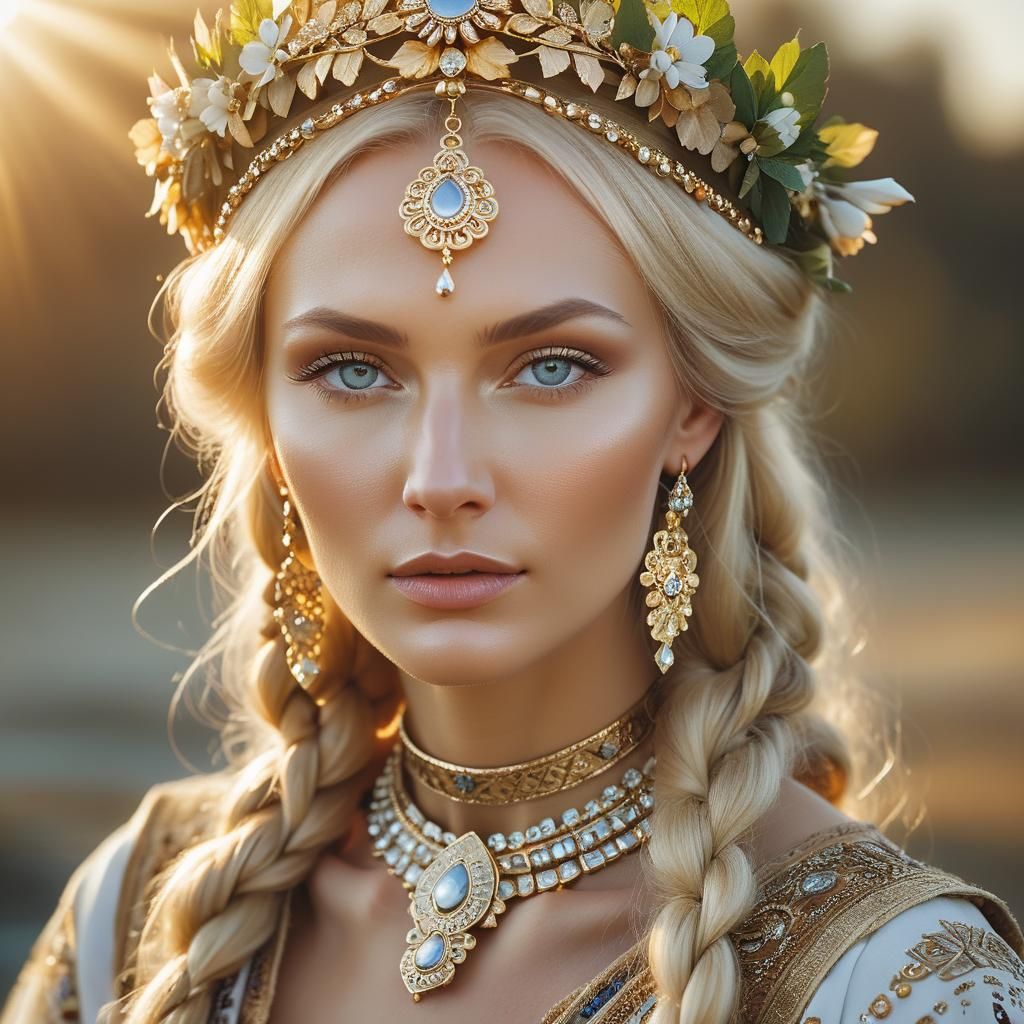 Slavic Beauty in Traditional Dress: High-Fashion Portrait