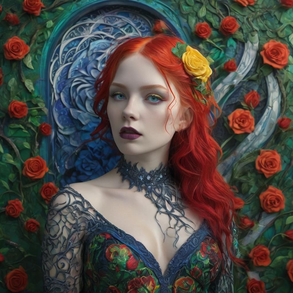 Gothic Woman with Emerald Eyes: Hyperrealistic 3D Art