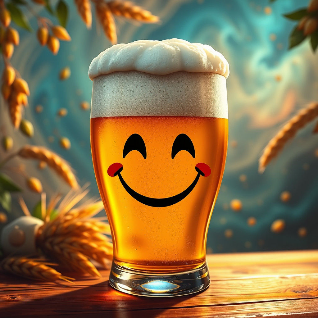 Smiling Beer in Dreamlike Landscape: Matte Painting