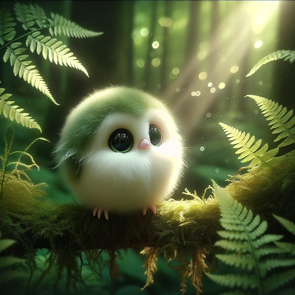 Cute Bird-Like Creature in Enchanting Forest