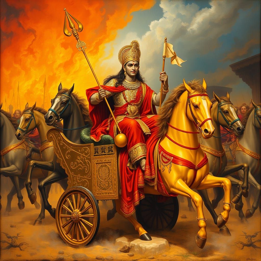 Arjuna and Krishna on the Battlefield: A Vision