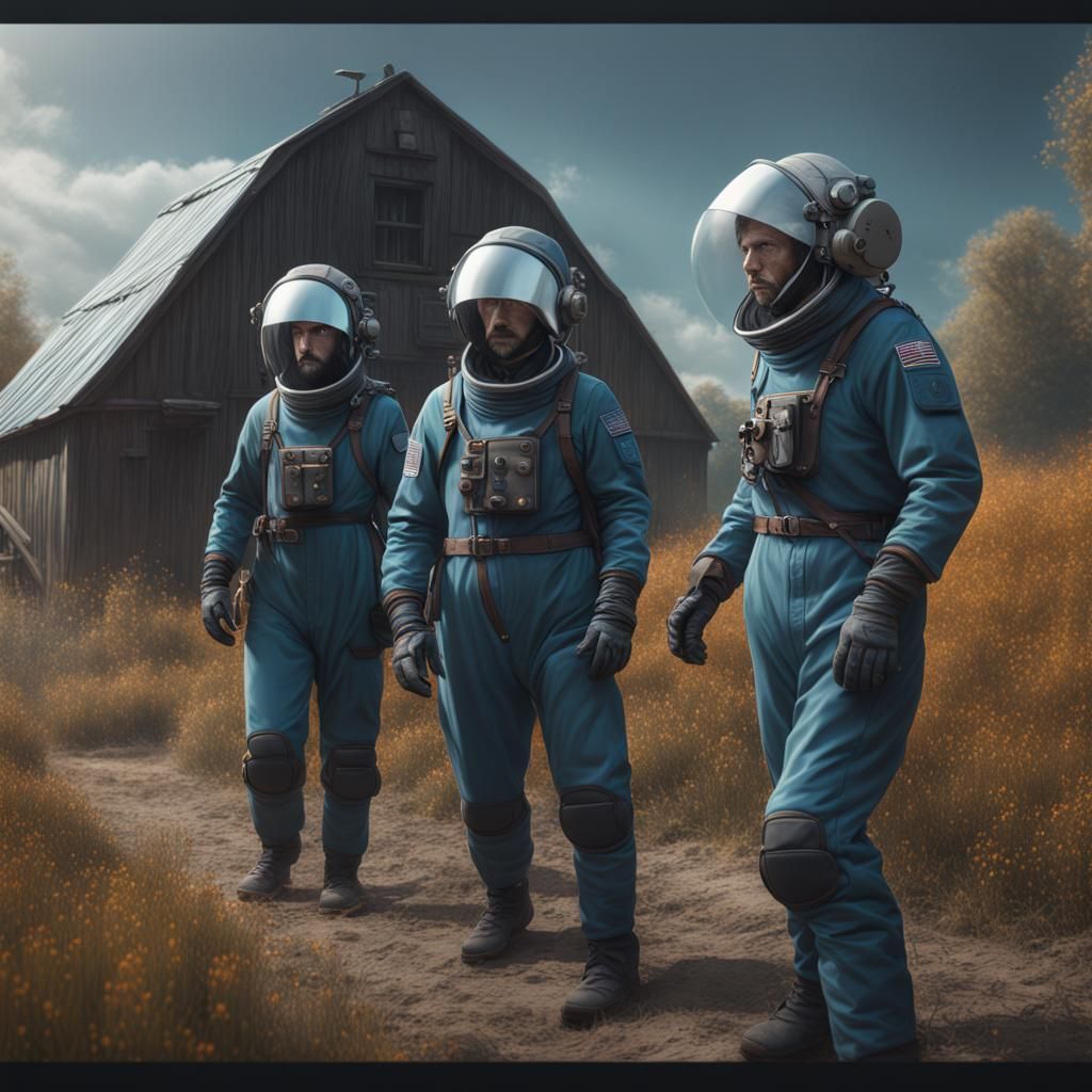 Amish Astronauts in Detailed Matte Painting