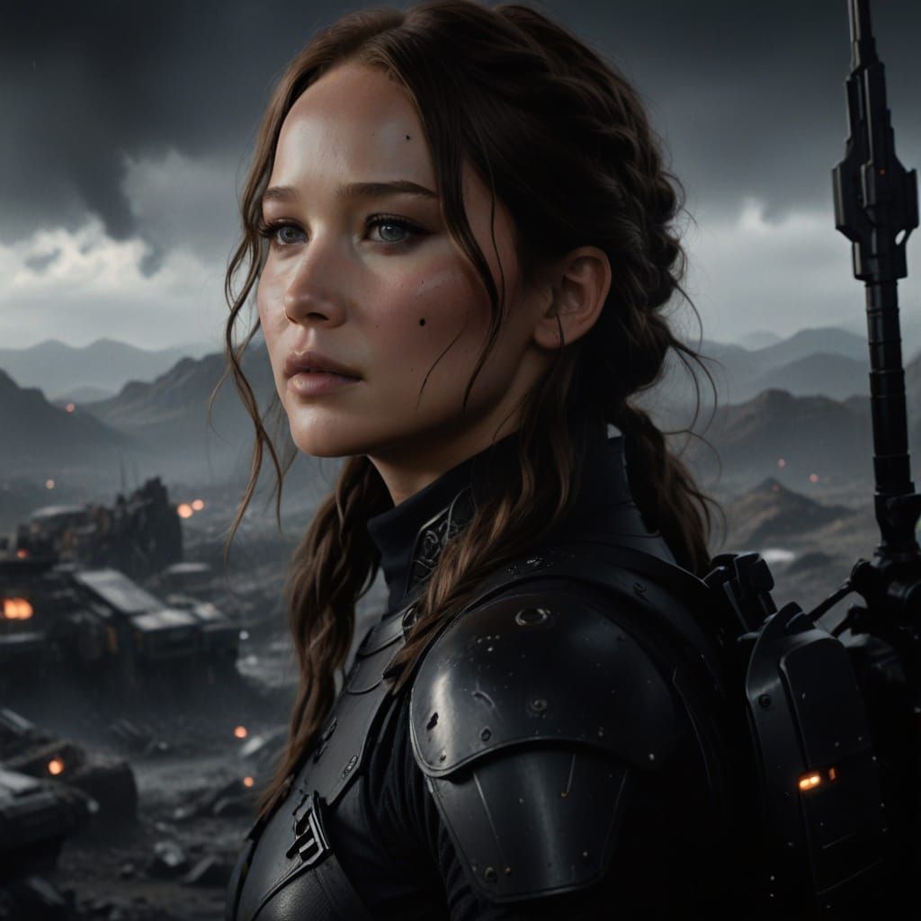 Jennifer Lawrence in Epic Fantasy Armor, Surreal Space Odyss...