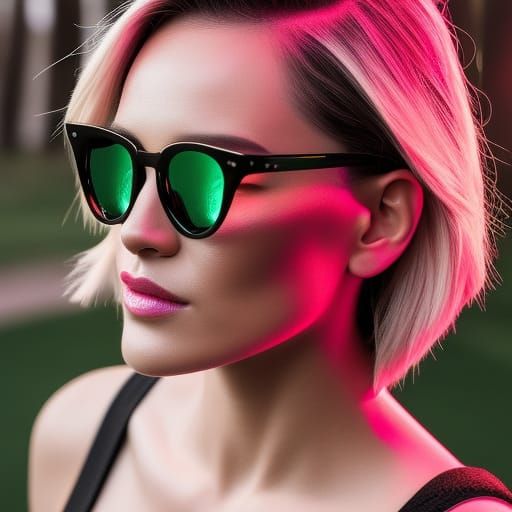 Neon Cyberpunk Portrait of Gorgeous Girl