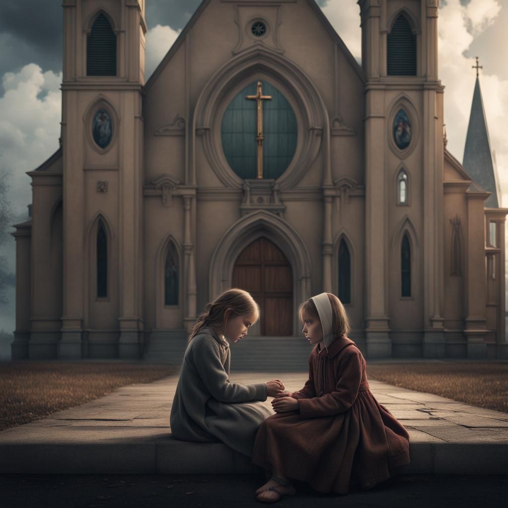Blind Girl Begging: Dramatic Digital Matte Painting