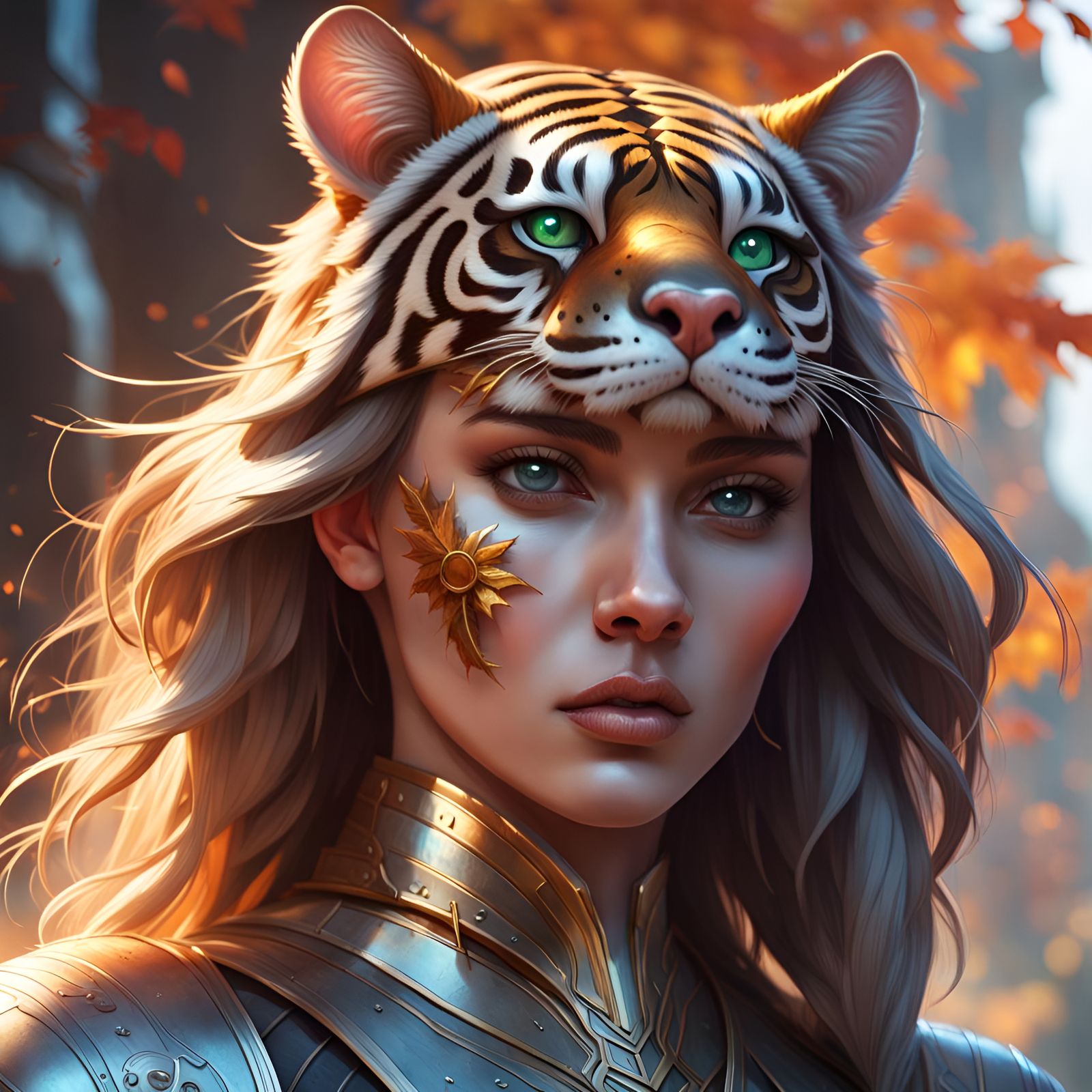 Viking Alien Tiger Woman with Laser Sword