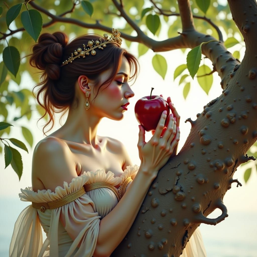 Eve Tempted by the Apple of Knowledge: A Romantic Portrait