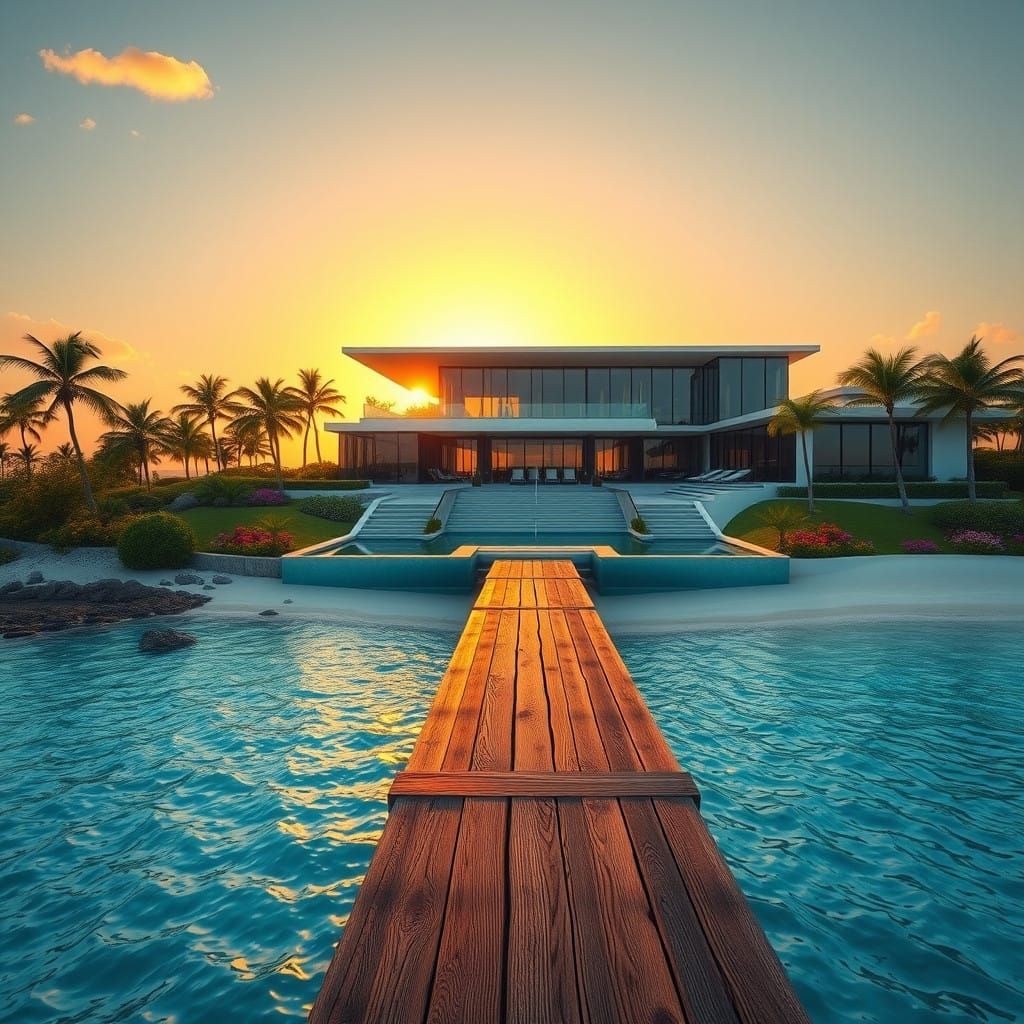 Majestic Modern Beach Estate in Tropical Paradise