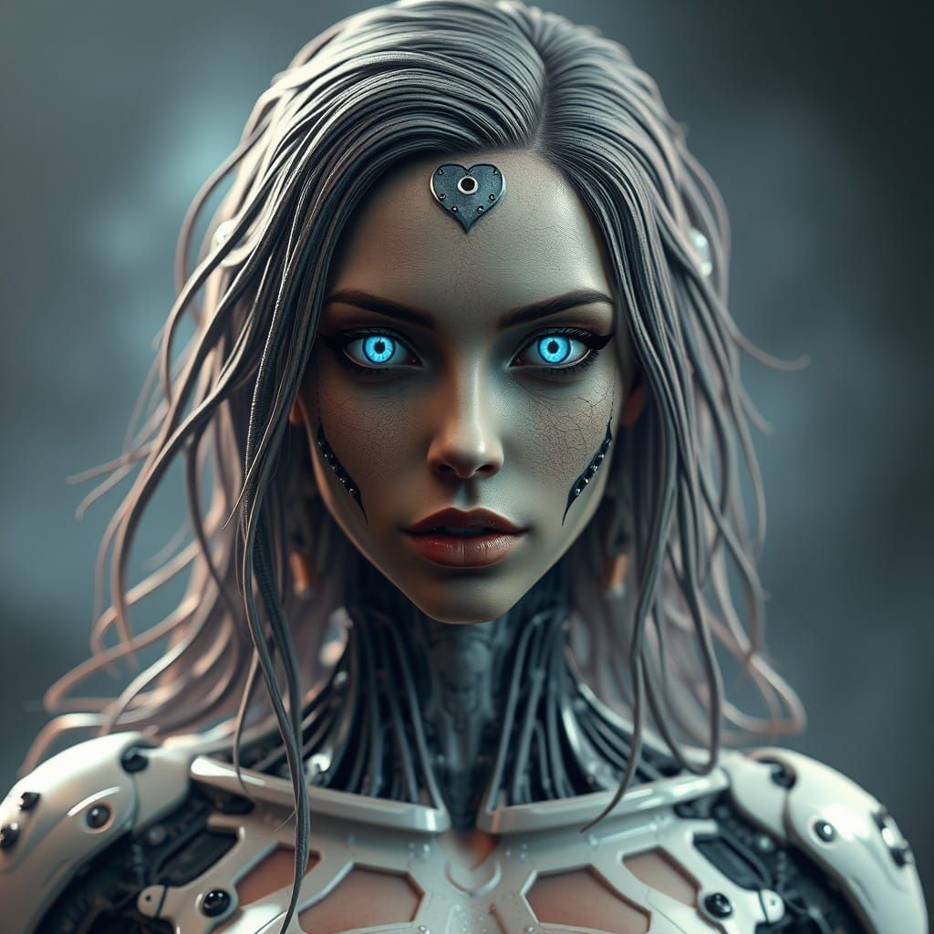 Epic Cyberpunk Goddess Evolved Beyond Human Form