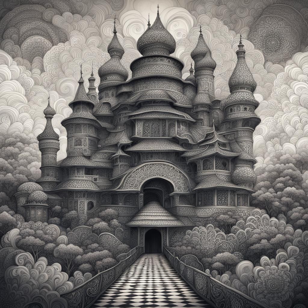 Intricate Zentangle Pattern in Digital Matte Painting