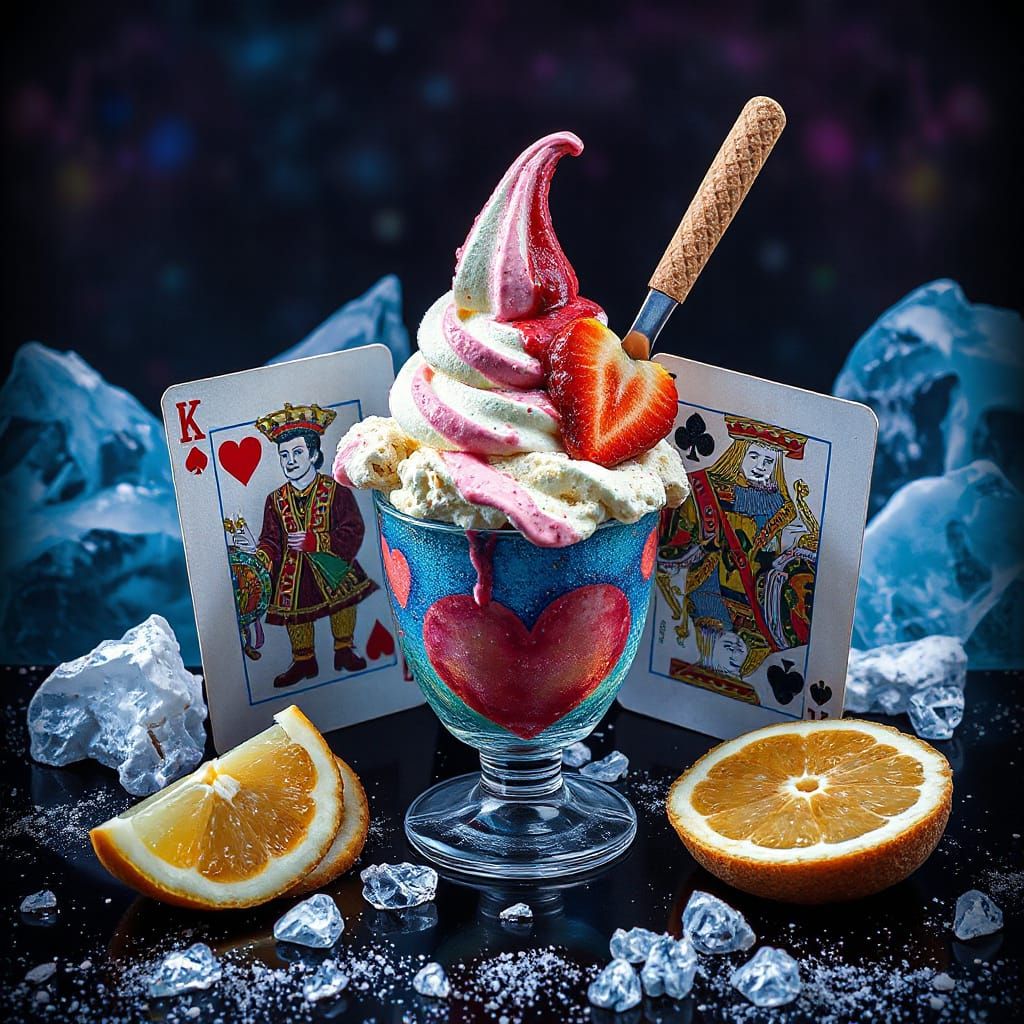 Expressionist Playing Cards Scream Ice Cream in Rococo Style