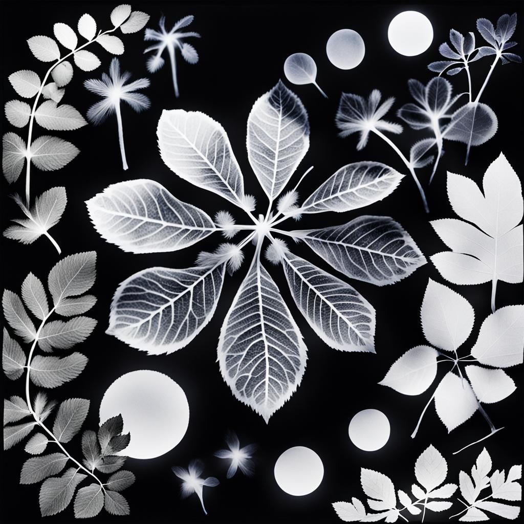 Abstract Photogram with Rayograph and Solarization Effects