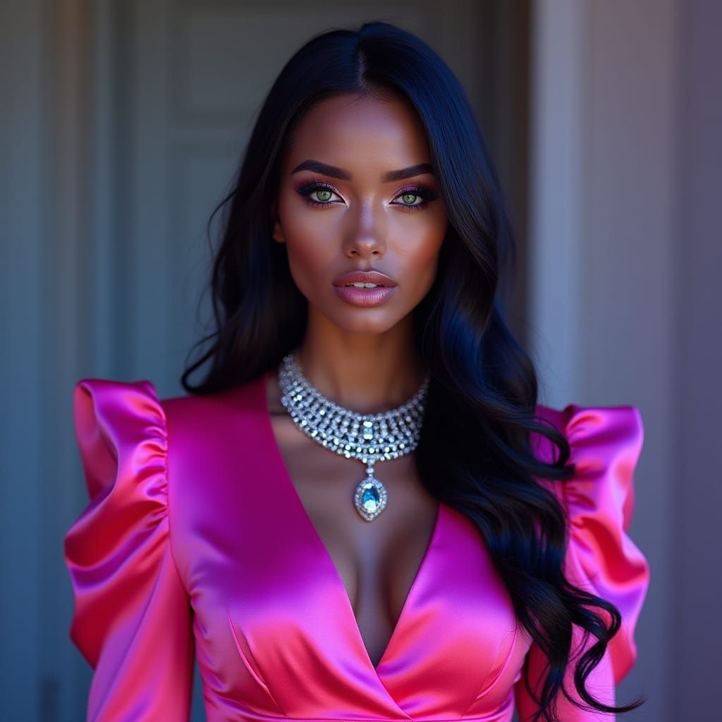 Glamorous Hyperrealistic Portrait of a Stunning Woman in Neo...