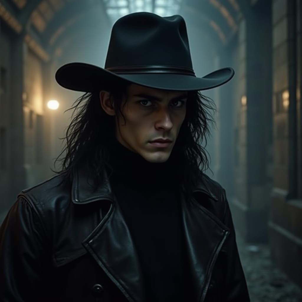 Mysterious Gothic Adventurer in Steampunk Style