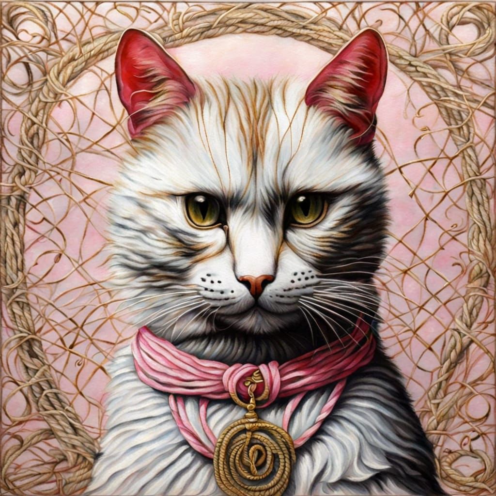Rope Cat Sculpture in Style of Santiago Caruso