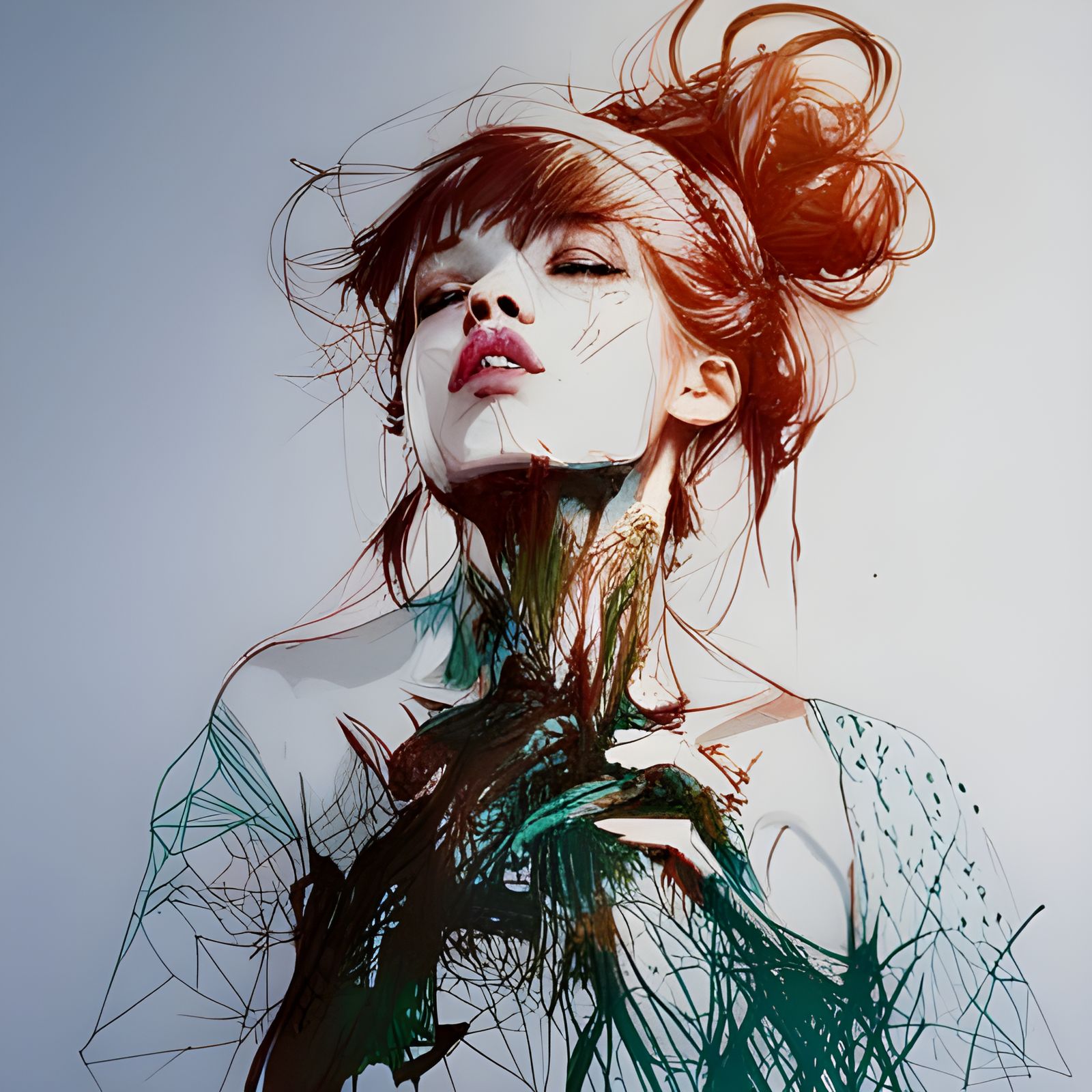 Elegant Waifu Portrait in Carne Griffiths Style