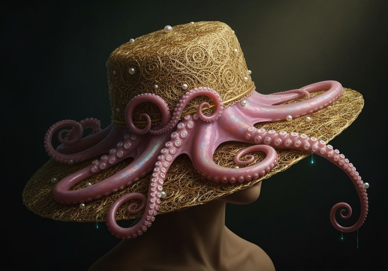 Octopus Tentacle Hat with Gold Filigree