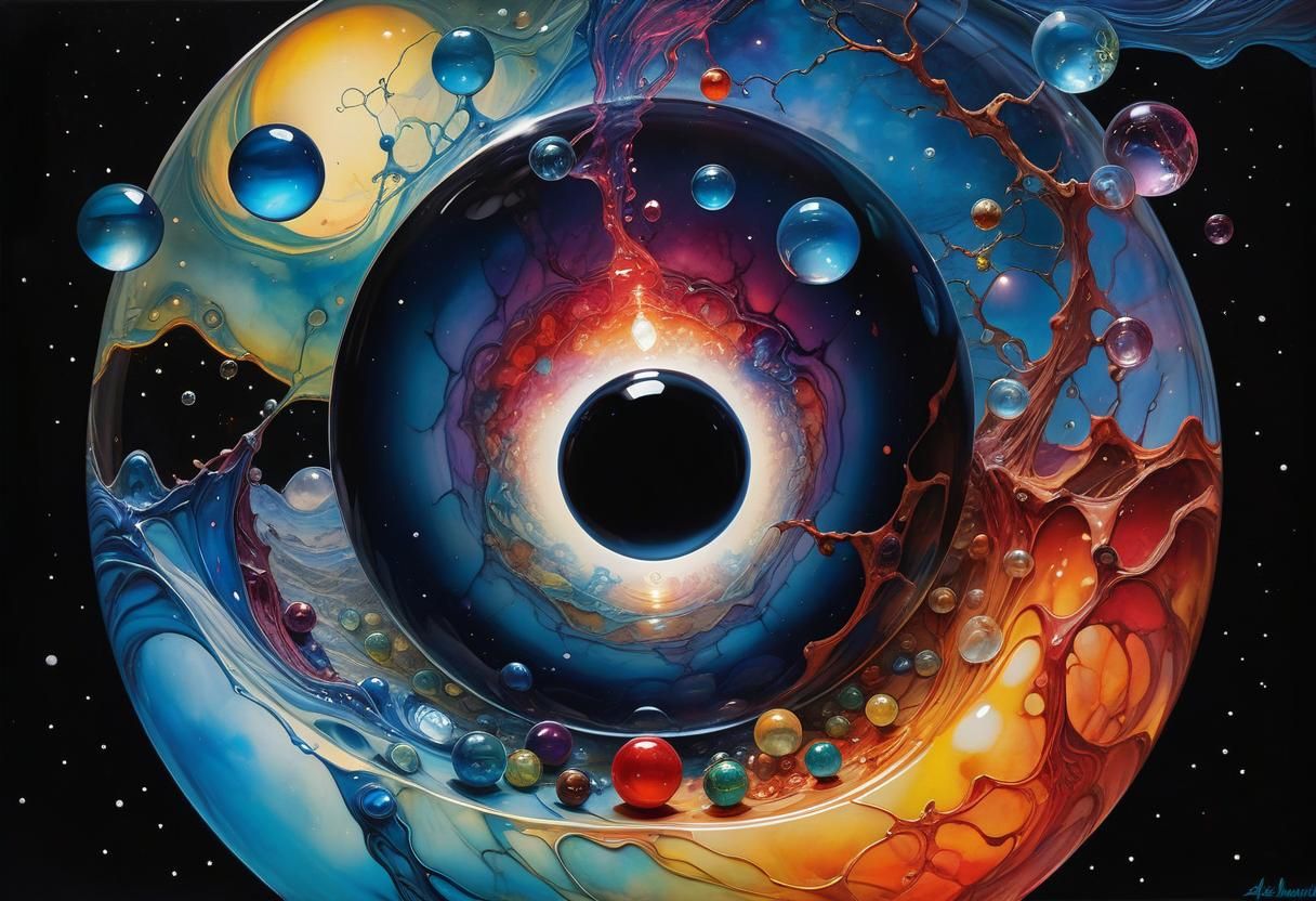 Psychedelic Space Marbles in Alcohol Ink Style