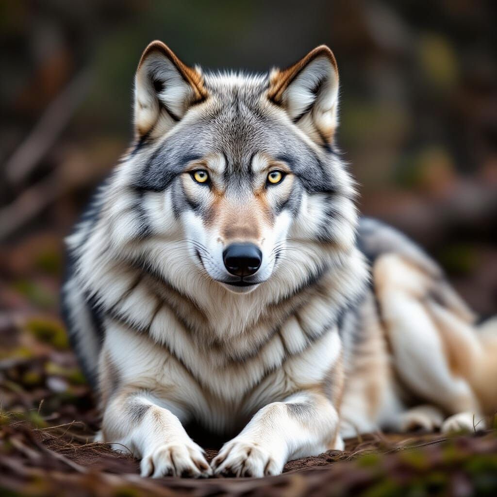 Majestic Silver Wolf in Natural Habitat
