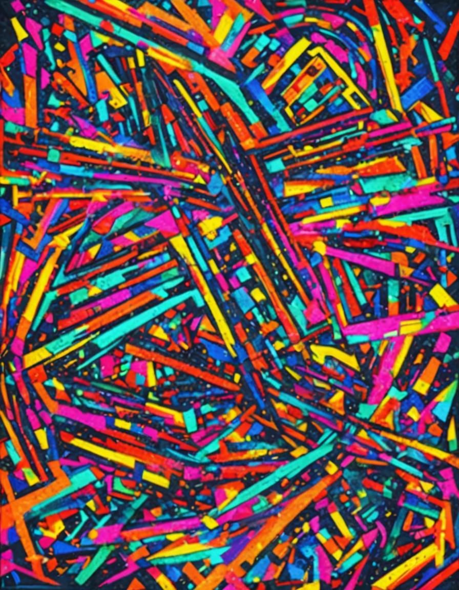 Abstract Neon Patterns in Geometric Fauvism Style