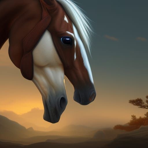 Fantastical Horse Matte Painting in Deep Color