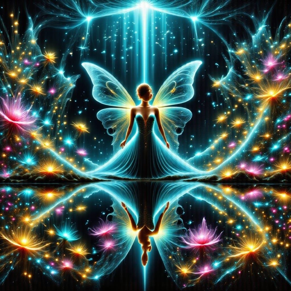 Whimsical Fairy Tends Coral City with Art Deco Style