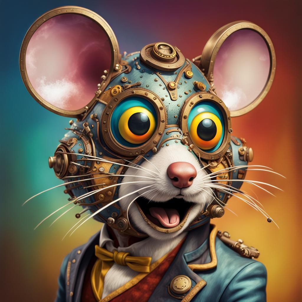 Steampunk Danger Mouse in Hyperrealistic Style