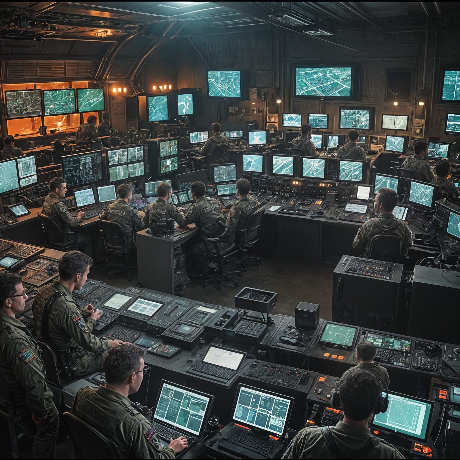 Army Drone Control Room: Cinematic Film Still