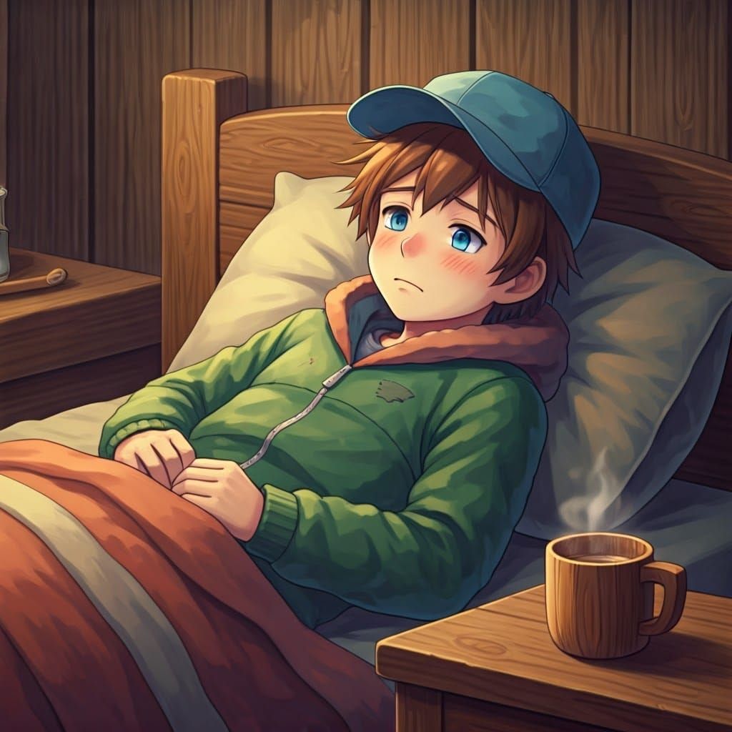 Sick Pokémon Trainer in Anime Style