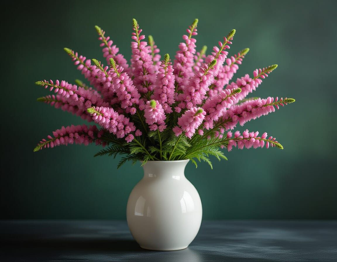 Pink Heather Bouquet in Moody Lighting