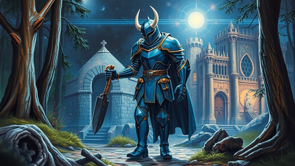 Cyberpunk Knight in Retro 80s Sci-Fi Style