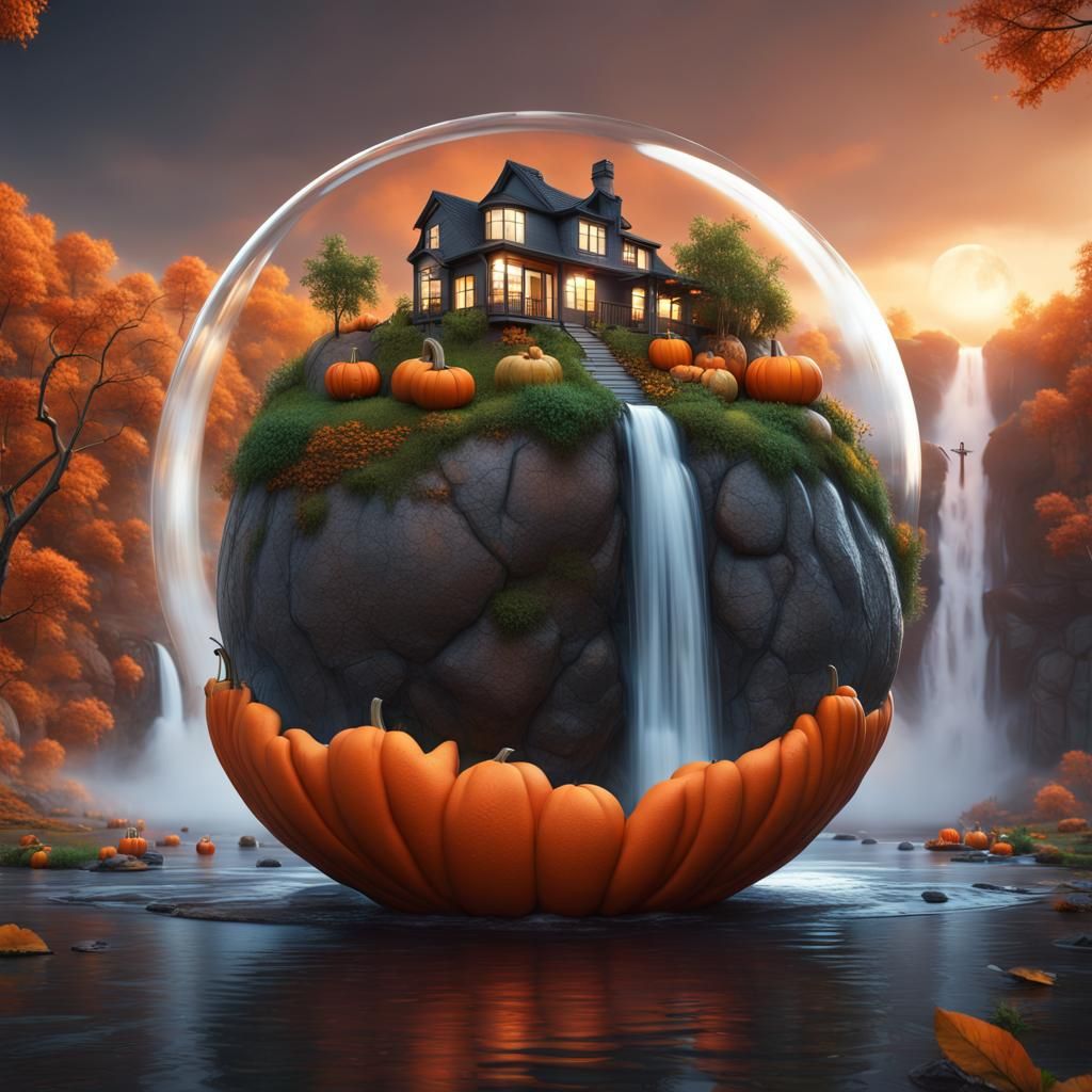 Modern House at Waterfall: Fantasy Concept Art