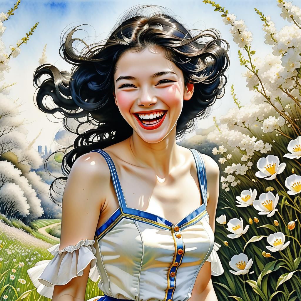 Wonderful maid laughing out loud